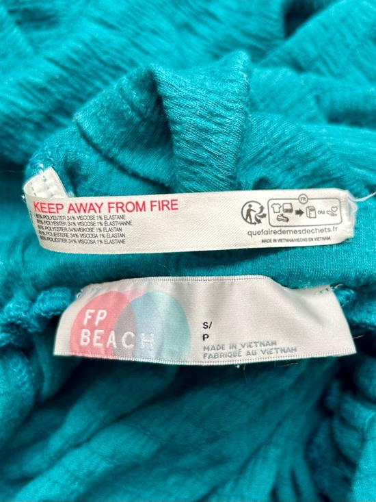 Free People Beach La La Maxi Dress Tiered Flutter Sleeve Teal Blue Green Size S - Picture 12 of 13